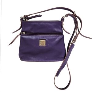 Dooney & Bourke Crossbody Leather Bag Purple Adjustable Strap